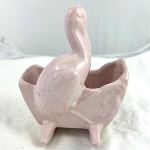 Haeger Pink Baby Rocking Cradle Delivering Stork Planter Pink Ceramics (3329)